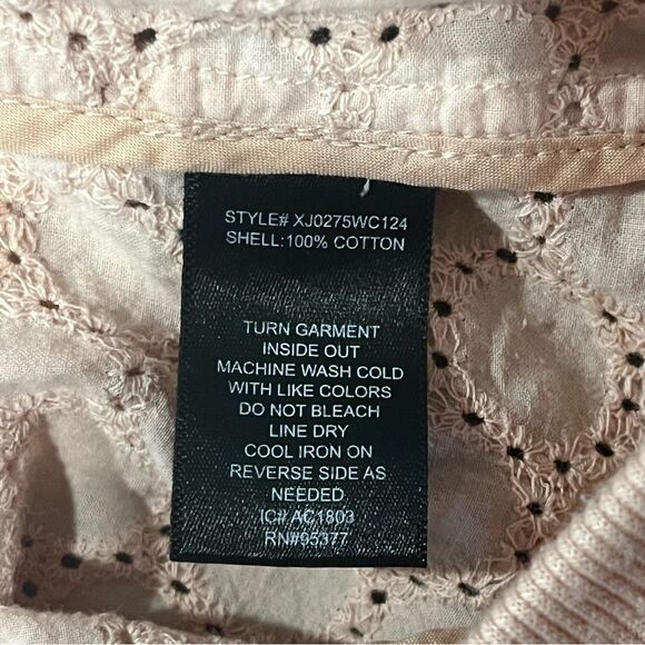 Sanctuary Blush Cameo Pink 100% Cotton Eyelet Bomber Lightweight Jacket Large - Picture 8 of 9